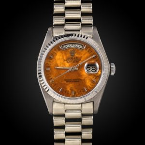 Rolex Day Date 18039 White Gold Birch Wood Dial
